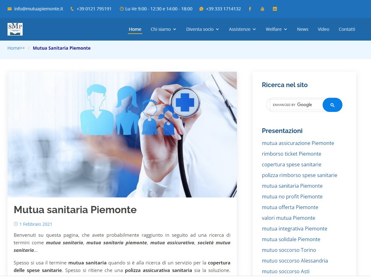 Mutua Sanitaria Piemonte - Pagina posizionata